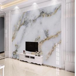 Modern minimalist golden marble wallpapers background wall 3d murals wallpaper for living room 3d Customised wallpaper283l