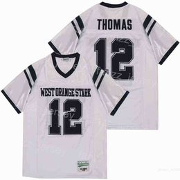 West Orange-Stark Jerseys Football High School 12 Earl Thomas Moive Team White College Pure Cotton Retro For Sport Fans Pullover Sewing Breathable Pullover Uniform