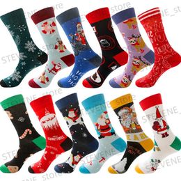 Men's Socks Sports Socks 1 Pair of New Autumn Winter Christmas woman Socks Funny New Year Santa Claus Christmas Tree Snow Elk Gift Cotton Happy Men Socks T231122