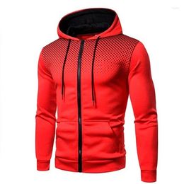 Men's Hoodies Boys Streetwear Hoodie Men Casual Oversize Long Sleeve Zip Up Hooded Red Dotted Outerwear Sportswear Male Sweatshirts