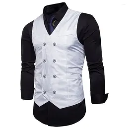 Men's Vests Casual Wedding Vest Silk Tie Set Mens Paisley Waistcoat Decorative Pattern Double Breasted Formal Tops Suit