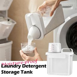 Storage Bottles Airtight Laundry Detergent Dispenser Leak-Proof Refillable Empty Tank For Powder Softener Bleach Container With Labels