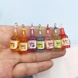 Charms 10pcs Funny Korean Fruit Drinking Bottle Jewlery Making Findings Resin Floating Pendant For Earring Keychain C939