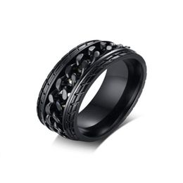 Band Rings High Quality Black Color Fashion Simple Men039S Rings Stainless Steel Chain Ring Jewelry Gift For Men Boys J414249Q2721065 Dhrqb