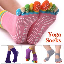 Yoga Mats Women's Colourful Yoga Socks Non slip Women's Dance Socks Cotton Healthy Sports Five Toe Socks