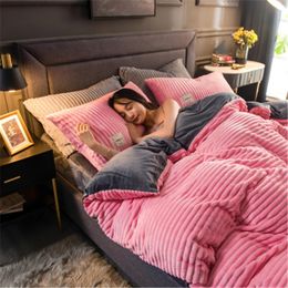 Bedding sets Soft Warm Coral Velvet Quilt Bedding Flannel Thickening Warm Duvet Cover Home Bedding Quilt Cover 231122