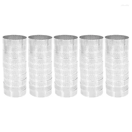 Baking Moulds 50 Pcs Circular Stainless Steel Tart Ring Tower Pie Cake Mould Tools Perforated Mousse 8Cm