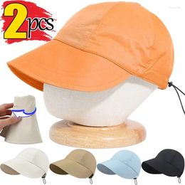 Berets Fashion Foldable Wide Brim Sun Hat Bonnet Drawstring Adjustable Caps For Women Beach Hats Summer Waterproof Visors Fisherman Cap