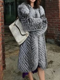 Women s Fur Faux LGRQ 2023 Winter Fashion Imitation Hair Elegant Thermal Coat High Quality Trendy Female Long Jacket 19F3663 231122