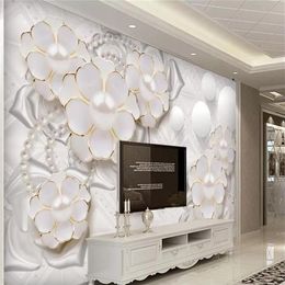 3d Bedroom Wallpaper 3D Jewelry Flowers Living Room Bedroom TV Background Wall Wallpaper HD Digital Printing Moisture Wall paper208P