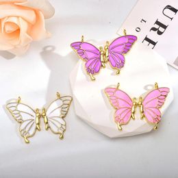 Charms 3 Pairs Creative Enamel Butterfly Couple Pendant For Keychain Bracelet Necklace Jewellery Making Charm DIY Crafts Gifts