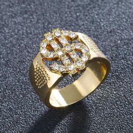 New accessories fashion dollar money symbol hip hop personalized diamond ring