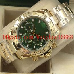 High Quality Men's 40mm 116508 18k Yellow Gold Green Dial Bezel Bracelet Automatic Movement Mens Watch Watches322U