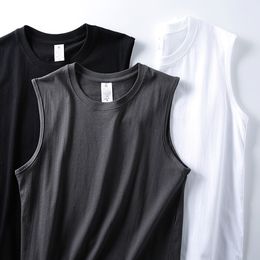 Men's Tank Tops Tank Tops O Neck Sleeveless Vest Male Elastic Cotton Fitness Vests Man Solid Colour Tee Shirts Summer Men's Fashion S-XXXXL 230422