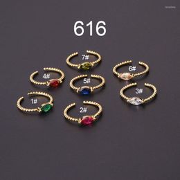 Cluster Rings 1Piece Simple Color Horse Eye-Shape Zircon Ring For Women 2023 Fashion Jewelry Adjustable Opening Teens