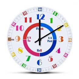Wall Clocks Telling Time Learning Clock Watch For Homeschool Kindergarten Colorful Numbers Educational Art Decor Quiet Sweep301O