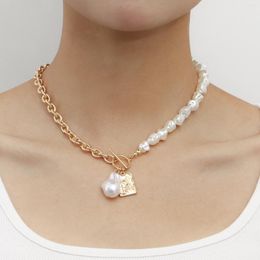 Pendant Necklaces Cross-border Jewellery Acrylic Shaped Pearl Panels Thick Chain Square Coin Necklace Women's Cold Wind