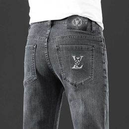 Men's Jeans Designer luxury Autumn Trendy Brand Korean Edition Small Feet Pants Slim Fit Thick Embroidered Long VW2EDesigner men's jeans 2G6N