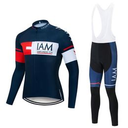 2020 Team IAM long sleeve cycling jersey set Spring autumn Ropa Ciclismo breathable racing bike clothing MTB Bike 9D gel pad3071