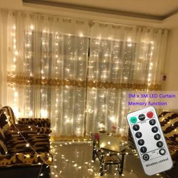 Christmas Decorations 3x3m 300 led string fairy lights Wedding garden party led curtain Decor Christmas Garlands light string led lights Decoration 231122