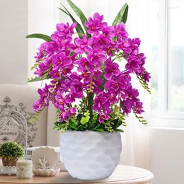 Decorative Flowers High-end Artificial Flower Phalaenopsis Fake Potted Set Living Room Wedding Decorations