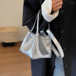 Evening Bags Silver Crossbody For Women Fashion Handbags Short Top Handle Leather Party Tote Shoulder Ladies