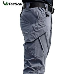 Mens Pants Tactical Multi Pocket Elastic Military City Trousers Ultra Thin Fat Cargo 5XL 231121