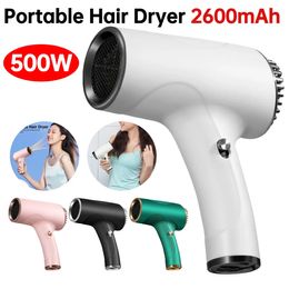 Hair Straighteners Portable Dryer 2600mAh 40 500W USB Rechargeable 2 Gears Powerful Cordless Anion Handy Blow for Household Travel Salon 231121