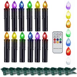 LED Candles Colorful Battery-Operated Fake Candle Christmas Tree Light With Timer Remote And Clip Decorative For Halloween Black H237b