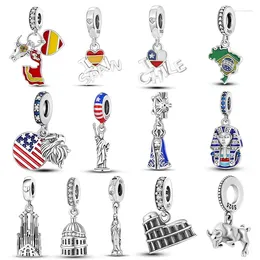 Loose Gemstones BAMELA 925 Sterling Silver Spanish Bullfighting Charms Love Spain Chile Brazil Exotic Bead Plata De Ley For Bracelet