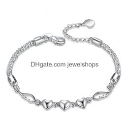 Charm Bracelets Heart Designs Charm Bracelets 925 Sterling Sier Plated Jewelry With Clasps Lady Girls Gift Fashion Elegant Fine Bracel Dh7K0