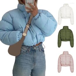 Women's Trench Coats Women Winter High Neck Zipper Up Puffer Jackets Loose Warm Coat With Pockets