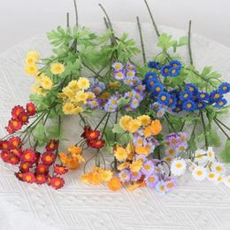 Decorative Flowers 7colors Chamomile Flower Bouquet Plastic Wedding Small Bridal Artificial Daisy Home Living