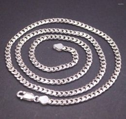 Correntes Real Sólido 925 Sterling Silver Chain Homens Mulheres 4mm Curb Cuban Link Colar 43g / 54cm