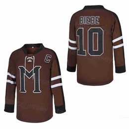 College Hockey Version Mystiy Alaska Jersey 10 John Biebe Movie Team Home Brown Colour Vintage All Stitched University For Sport Fans Breathable Pullover Retro Man