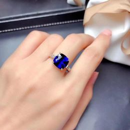 Cluster Rings Good Valentine Gift Natural And Real Sapphire Ring 925 Sterling Silver