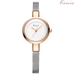 Wristwatches KIMIO Quartz Diamond Wrist Watch Alloy Rose Gold Women Bracelet Dress Woman Watches Ladies KW6115