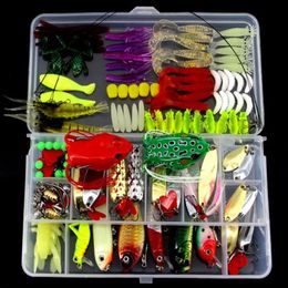 136pcs Fishing Lure Kit Mixed Minnow Popper Spinner Spoon Lure With Hook Isca Artificial Bait Fish Lure Set Pesca out227313l