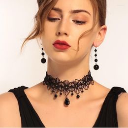 Choker Chokers Black Lace Necklaces For Women 2023 Jewelry Party Collarbone Chain Chocker Water Drop Neck Band Accessories Short