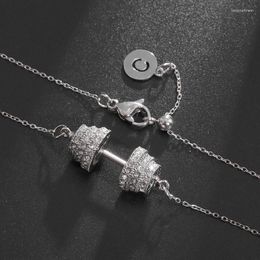 Pendant Necklaces Exquisite Zircon Barbell Dumbbell Necklace Women's Fashion Charm Sports Clavicle Chain Jewelry Gift