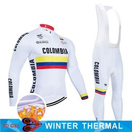 Pile termico invernale Colombia Abbigliamento da ciclismo MTB Uniforme Maglia da bici Ropa Ciclismo Abbigliamento da bicicletta Uomo lungo Set232e