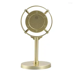 Microphones Vintage Style Microphone Simulation Classic Retro Dynamic Vocal Mic Universal Stand For Live Performance Sing Gold