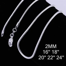 Epack 10pcs 925 sterling silver plated fashion 2mm snake chain necklace for pendant or dangles jewelry295O