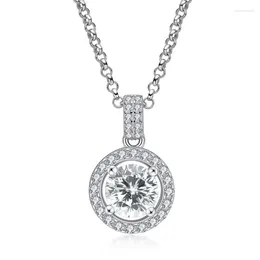 Chains AB-PPD-059 Lefei Fashion Trend Luxury Classic Zircon Dangle Round Necklace For Women Real 925 Sterling Silver Party Jewellery Gift