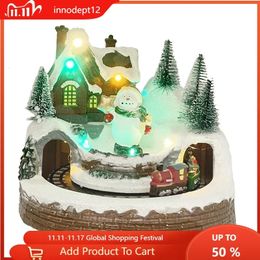 Christmas Decorations Innodept12 Christmas Decoration Village House Snowman Music Lighted Ornaments Christmas Tree Revolving Train Xmas Navidad Gifts 231121