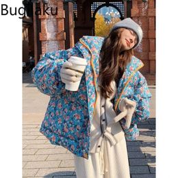 Women's Jackets Floral Printed Vintage Parka Winter 2023 Arrival Thick Warm Outerwear Coats Female Loose Casual Allmatch 231122