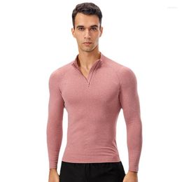 Men's Hoodies Men's Autumn And Winter Plus Velvet High Stretch Running Sweatshirt Training Long Sleeve Warm Stand Collar
