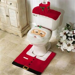 Toilet Seat Covers Lovely Christmas Toilet Seat Cover Creative Santa Claus Toilets Decorative Covers Three-piece Set Year Bath Accessories 231122