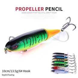 NEWUP 8Pcs Propeller Tractor Fishing Lure 13 5g 10cm Hard Bait Floating Water Pencil Outdoor Topwater Whopper Plopper Fishing228C