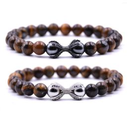 Strand 2PCS Natural 8mm Stone Bracelet Double-sided Eagle Claw Micro Pave CZ Octopus Beaded Men Women Luxurious Chakra Bracelets Lucky